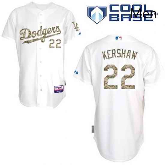 Mens Majestic Los Angeles Dodgers 22 Clayton Kershaw Authentic White USMC Cool Base MLB Jersey